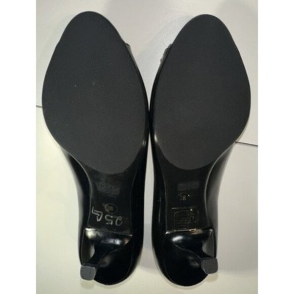 Prada Women's Open Toe Classic Pumps Patent Leather Black Size 6 - Picture 6 of 10